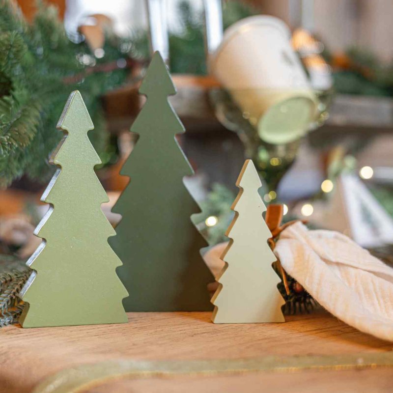 3 Árvores Decorativas 17cm Verde Natal