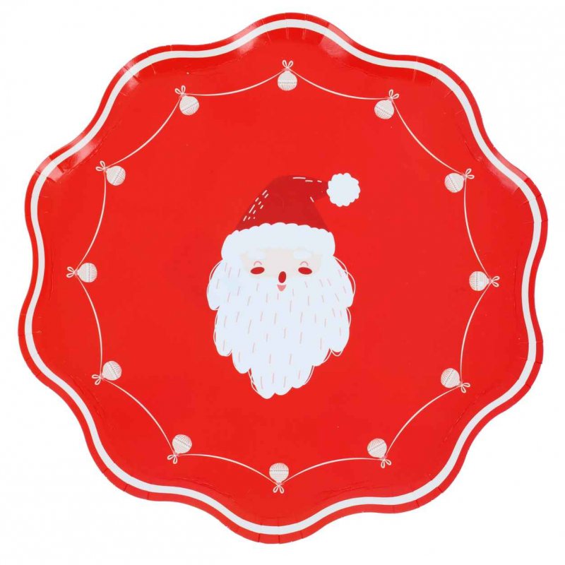8 Pratos de Papel 23cm Christmas Vibes Pai Natal