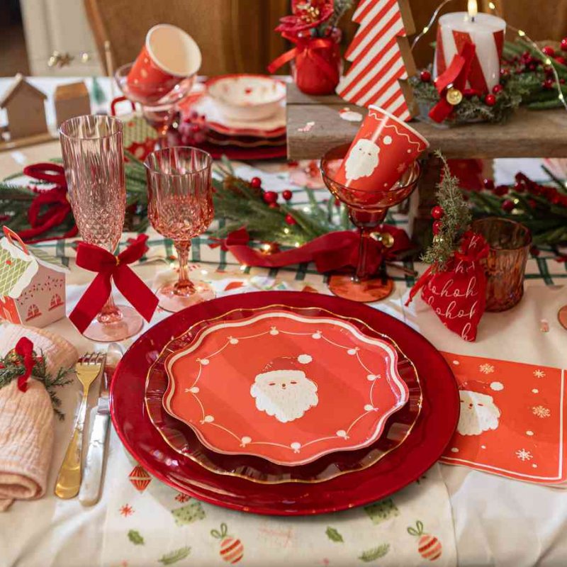 8 Pratos de Papel 23cm Christmas Vibes Pai Natal