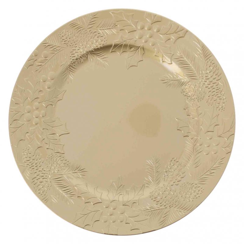 Base para Pratos 33cm Azevinho Dourado Natal