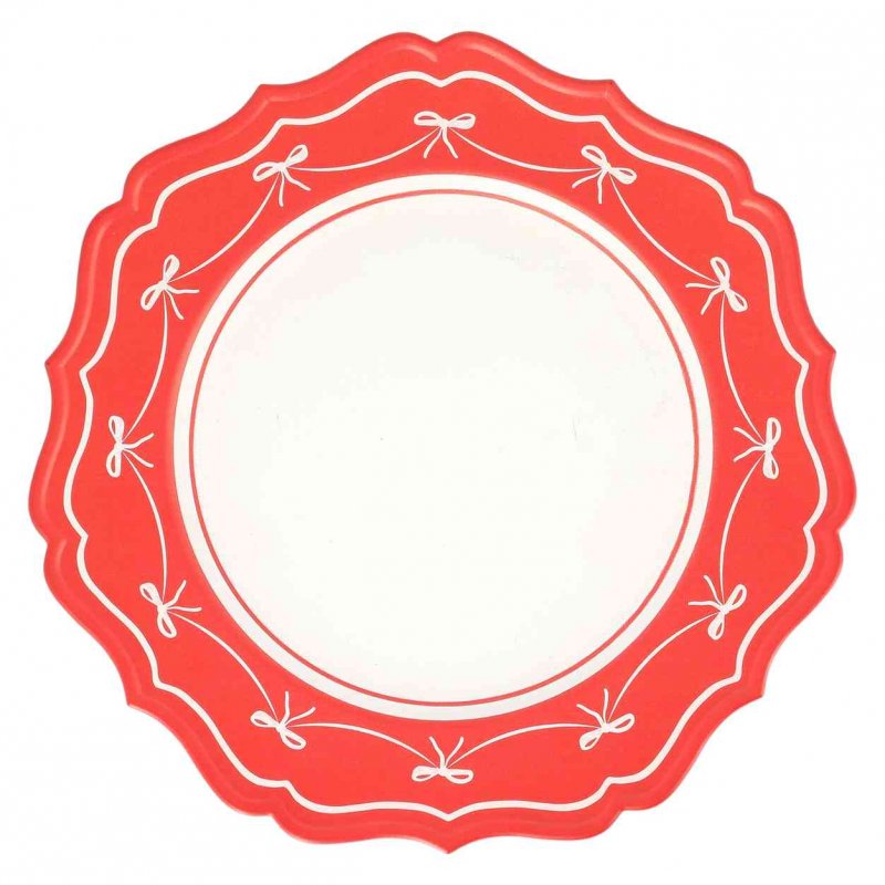 Base para Pratos 33cm Douceur Vermelho e Branco