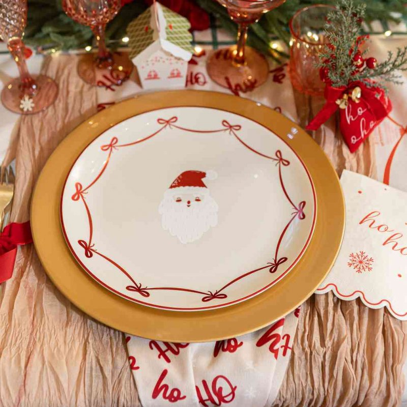 4 Pratos de Plástico Reutilizável 27cm Christmas Vibes 