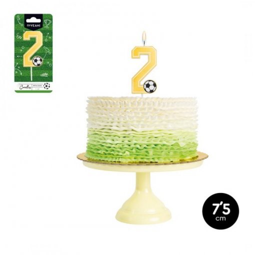 Vela de Aniversário Dourada 7,5cm Futebol nº2