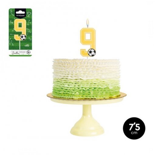 Vela de Aniversário Dourada 7,5cm Futebol nº9