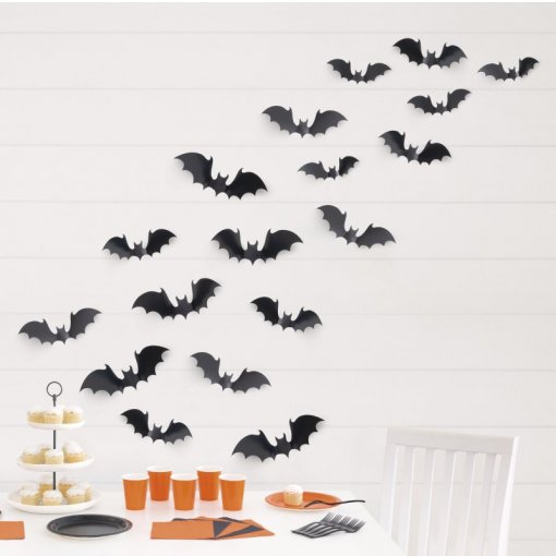 24 Morcegos para Parede - Halloween