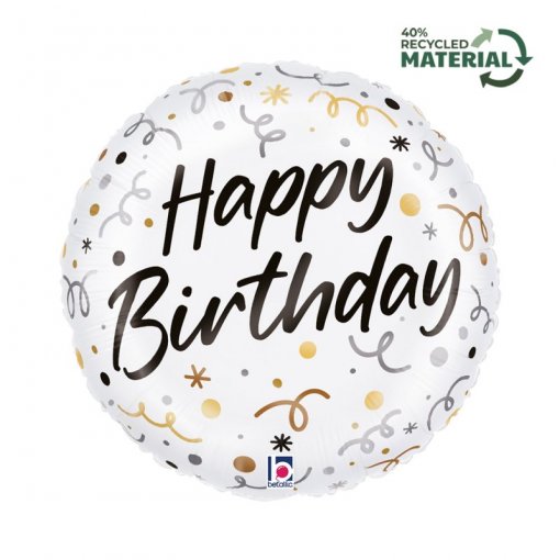 Balão Foil 46cm Happy Birthday Streamers