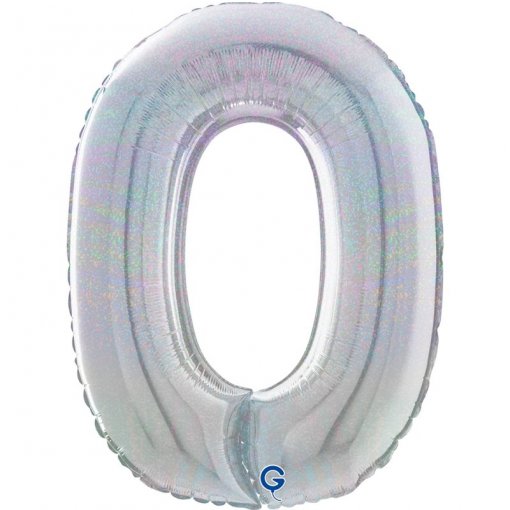 Balão Foil 66cm Holográfico Glitter Prateado nº0
