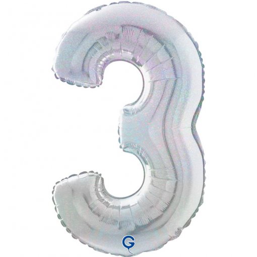 Balão Foil 66cm Holográfico Glitter Prateado nº3