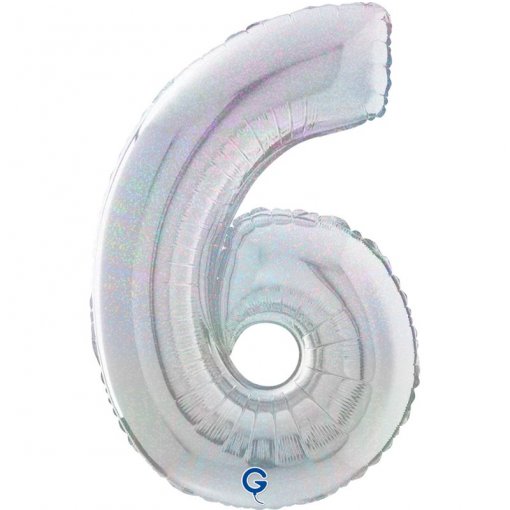 Balão Foil 66cm Holográfico Glitter Prateado nº6