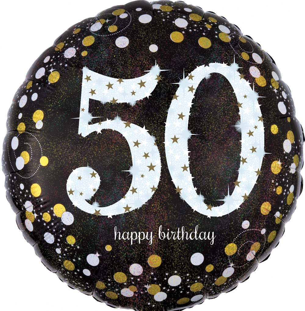 Balão Foil 43cm Holographic Sparkling Birthday 50º Aniversário