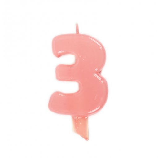 Vela de Aniversário Rosa Claro 9,5cm nº3