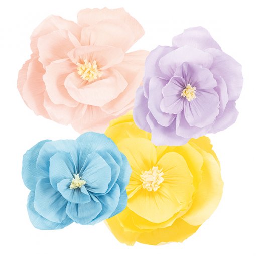 4 Flores de papel Pastel 25-35cm