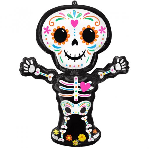 Balão Foil SuperShape 66x86cm Day of The Dead Esqueleto - Halloween