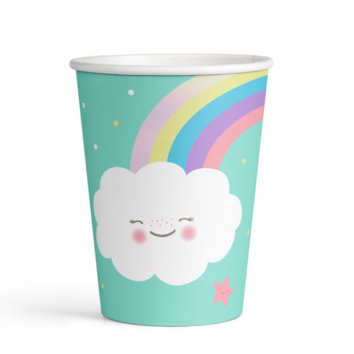 8 Copos 250ml Rainbow & Cloud