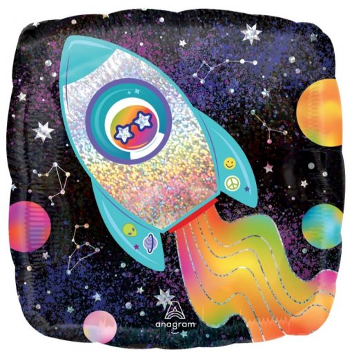 Balão Foil 43cm Holográfico Foguetão - Espaço