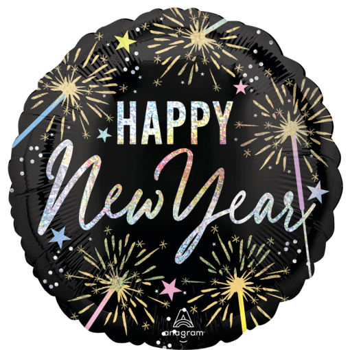 Balão Foil 45cm Holo New Year Festive Sparkle - Ano Novo