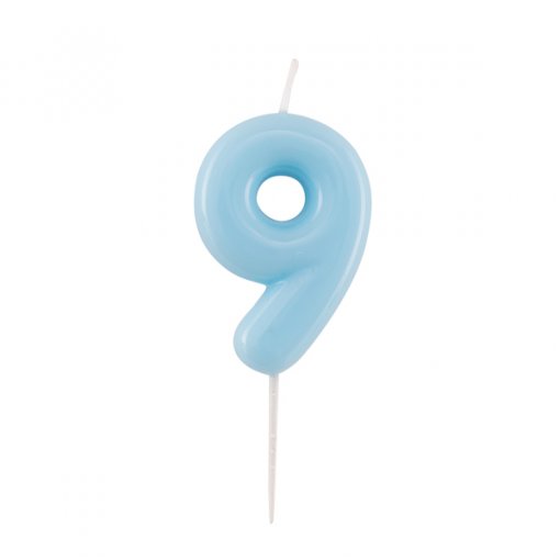 Vela de Aniversário Azul 10,5cm nº9