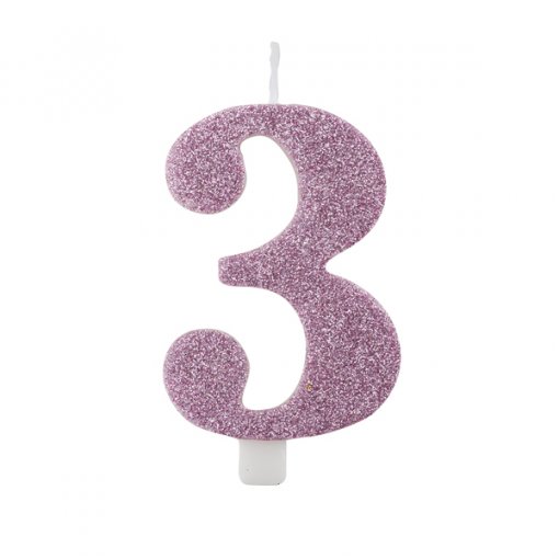 Vela Aniversário 9,5cm Mauve Glitter nº3