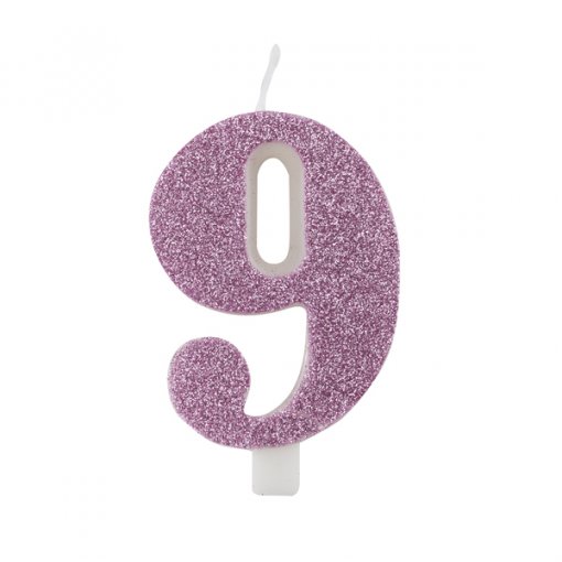 Vela Aniversário 9,5cm Mauve Glitter nº9