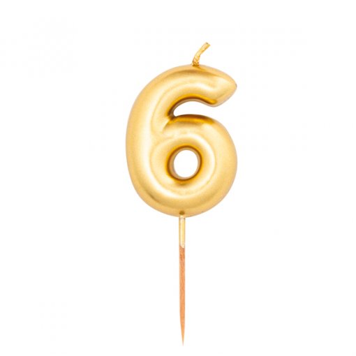 Vela Aniversário 8cm Dourado Metalizado nº6