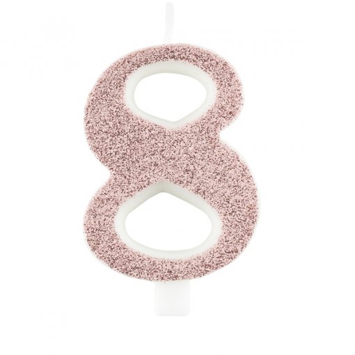 Vela Aniversário 9,5cm Rose Gold Glitter nº8