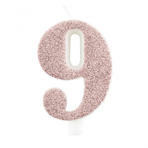 Vela Aniversário 9,5cm Rose Gold Glitter nº9