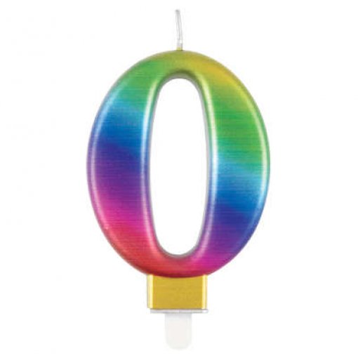 Vela Aniversário Metálica Rainbow nº 0