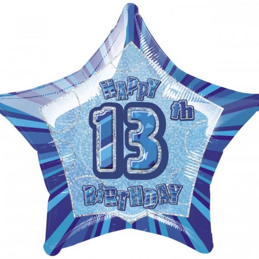Balão foil 20'' Estrela Glitz Azul nº 13