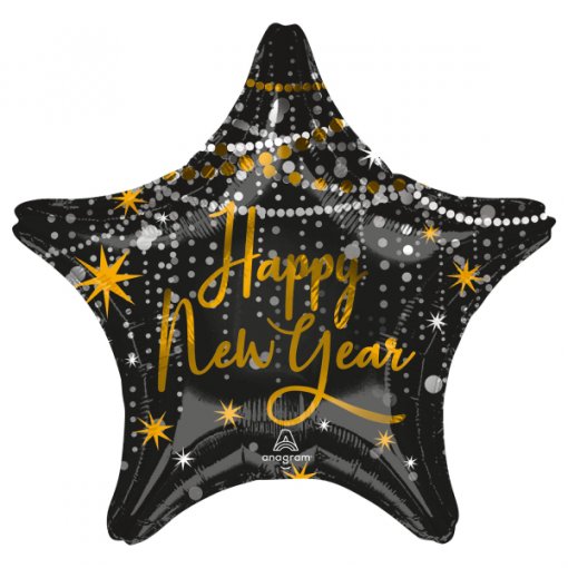 Balão Foil 43cm Estrela Happy New Year - Ano Novo