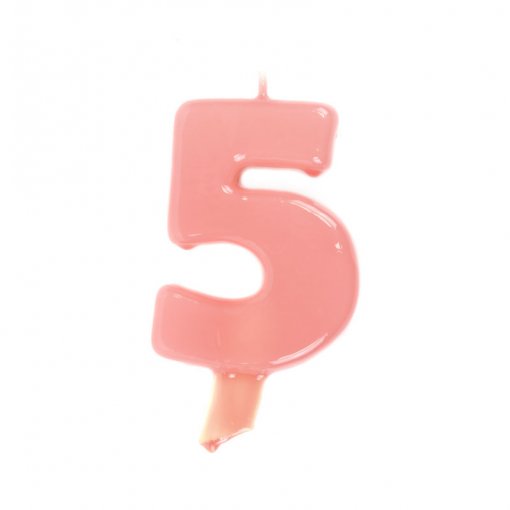 Vela de Aniversário Rosa Claro 9,5cm nº5