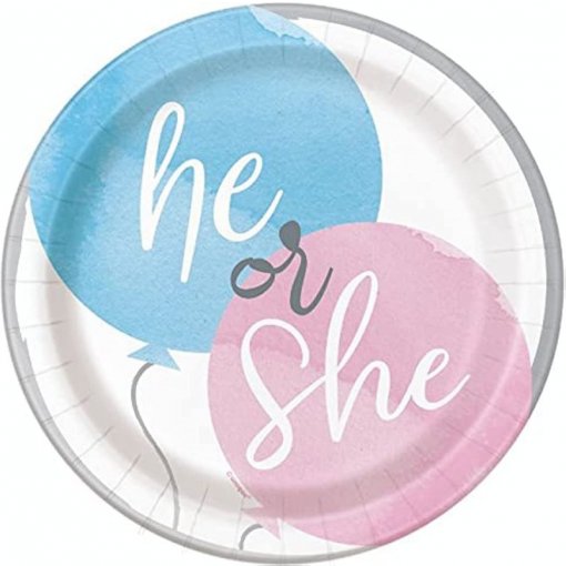 8 Pratos 18cm Gender Reveal Party