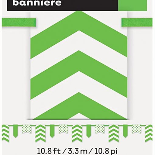 Grinalda de Papel Bolas, Riscas & Chevron 3,66m Verde Lima