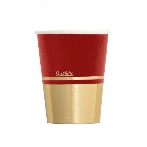 8 Copos 250ml Vermelho & Dourado Natal