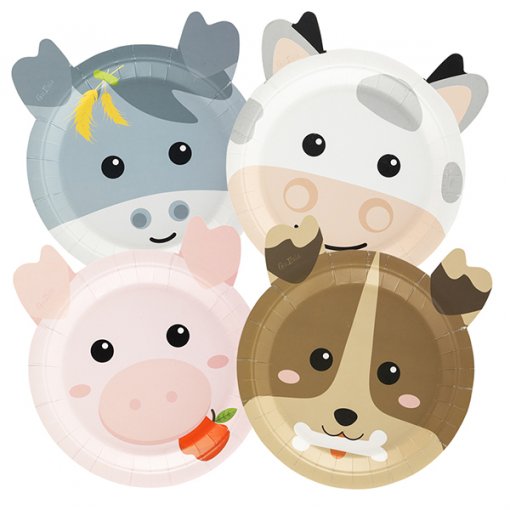8 Pratos 18cm sortido Animais da Quinta