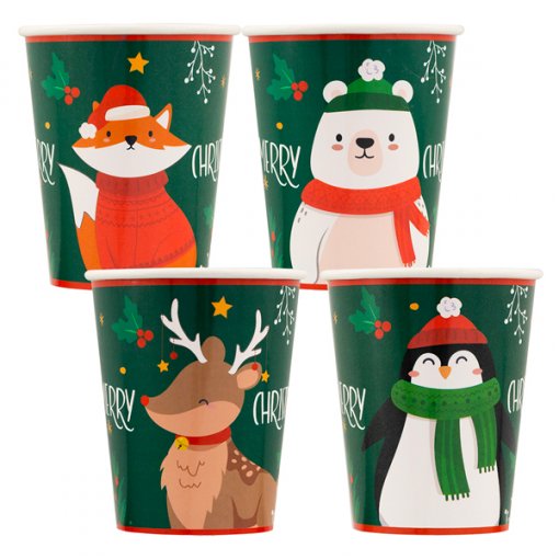 8 Copos 250ml Santa's Friends - Natal