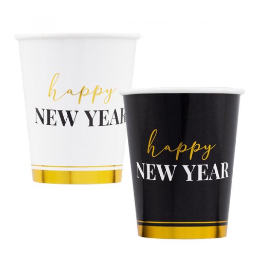 8 Copos 250ml Happy New Year - Ano Novo