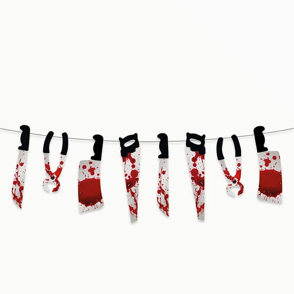 Grinalda de Papel 3m com 8 Facas Ensanguentadas - Halloween