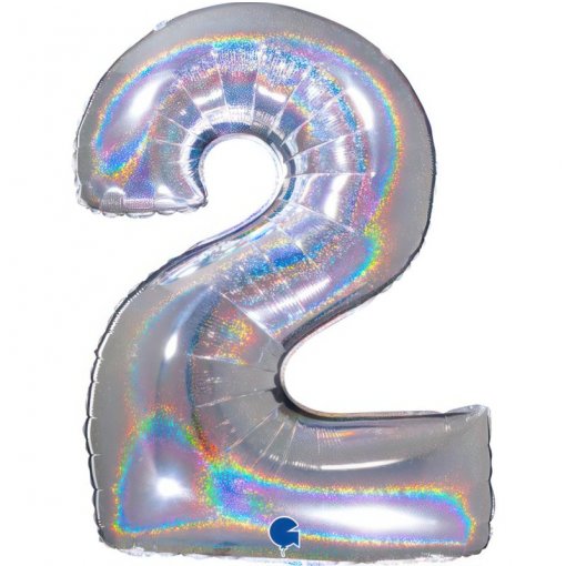 Balão Foil 102cm Holográfico Glitter Prateado nº2