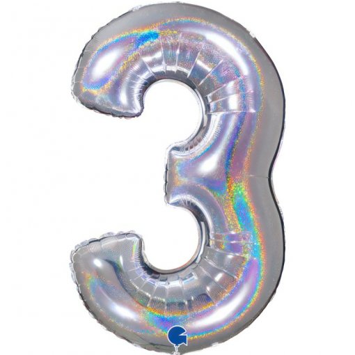 Balão Foil 102cm Holográfico Glitter Prateado nº3
