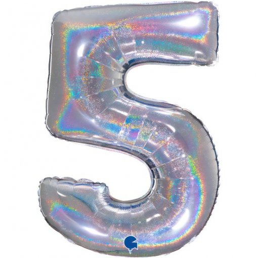 Balão Foil 102cm Holográfico Glitter Prateado nº5