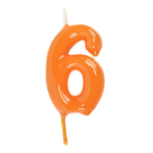 Vela Aniversário 6cm Laranja nº6