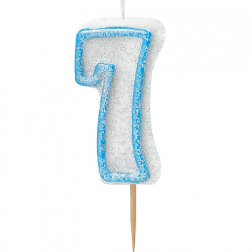 Vela Aniversário Glitz Azul nº 7