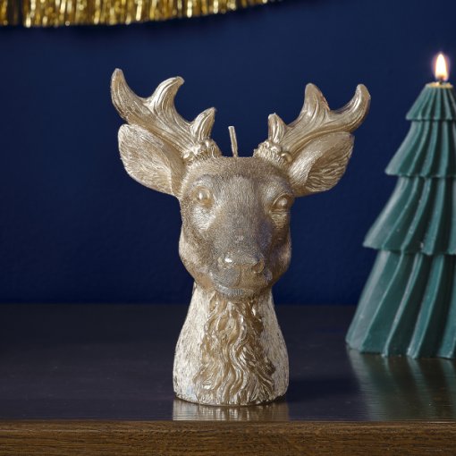 Velas Natal Cabeça de veado Dourada