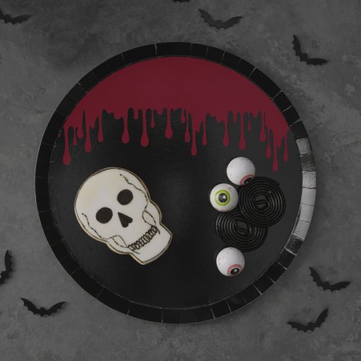 8 Pratos 25cm Sangue (Tinta metálica) Halloween