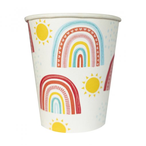 8 Copos 250ml Retro Rainbow (Arco-Íris)