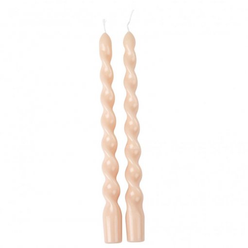 2 Velas Decorativas Torcidas 2,2x25cm Nude
