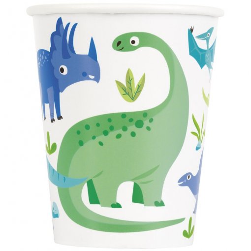 8 Copos 267ml EU Blue & Green Dinosaur (Dinossauros)