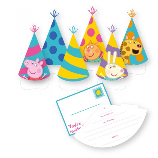 6 Convites & Envelopes Peppa Pig