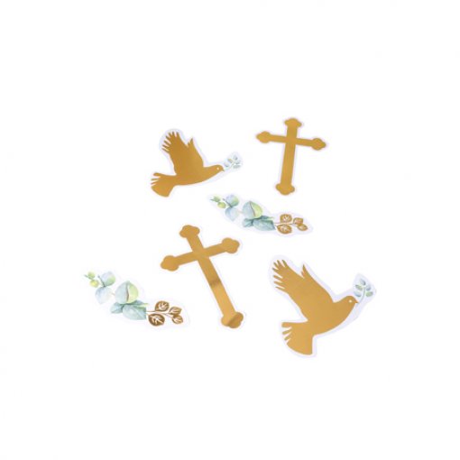6 Decorações Cruz Pomba Eucalipto (Batizado / Comunhão)
