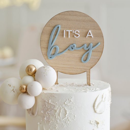 Topo de Bolo Madeira It's a Boy